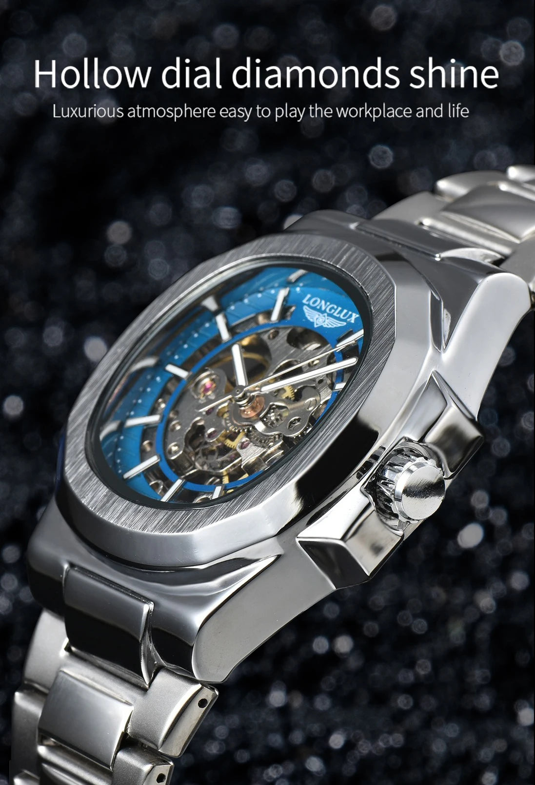 LONGLUX Men's Automatic Skeleton Watch – Luxury Style Meets Mechanical Precision