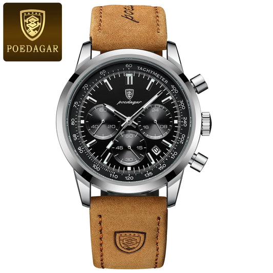 POEDAGAR Men's Luxury Quartz Chronograph Watch – Waterproof, Luminous & Fashionably Rugged