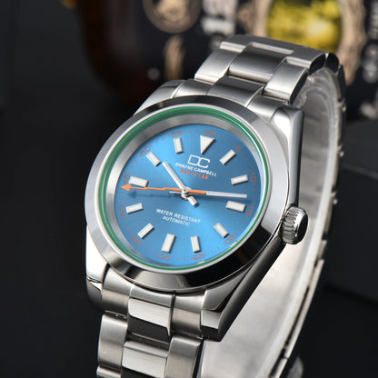 39mm Stainless Steel Watch Case with Sapphire Glass – Compatible with NH35 Movement | Green Luminous | Custom Logo Options