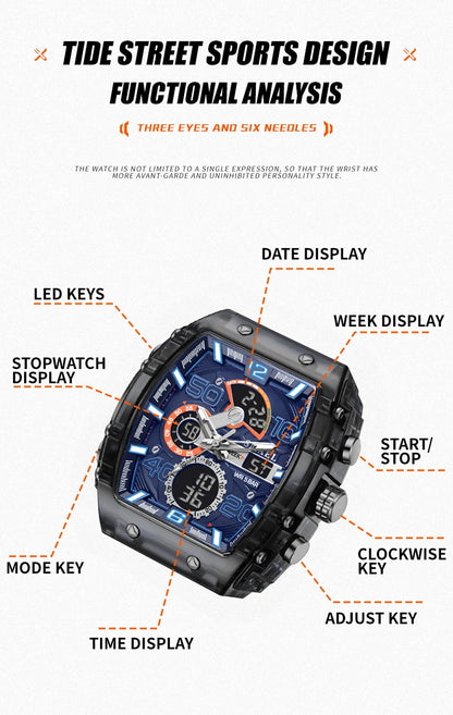 SMAEL Men's Dual Display Sports Watch – Rugged, Stylish, and Multi-Functional