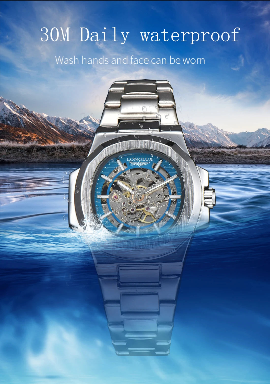 LONGLUX Men's Automatic Skeleton Watch – Luxury Style Meets Mechanical Precision