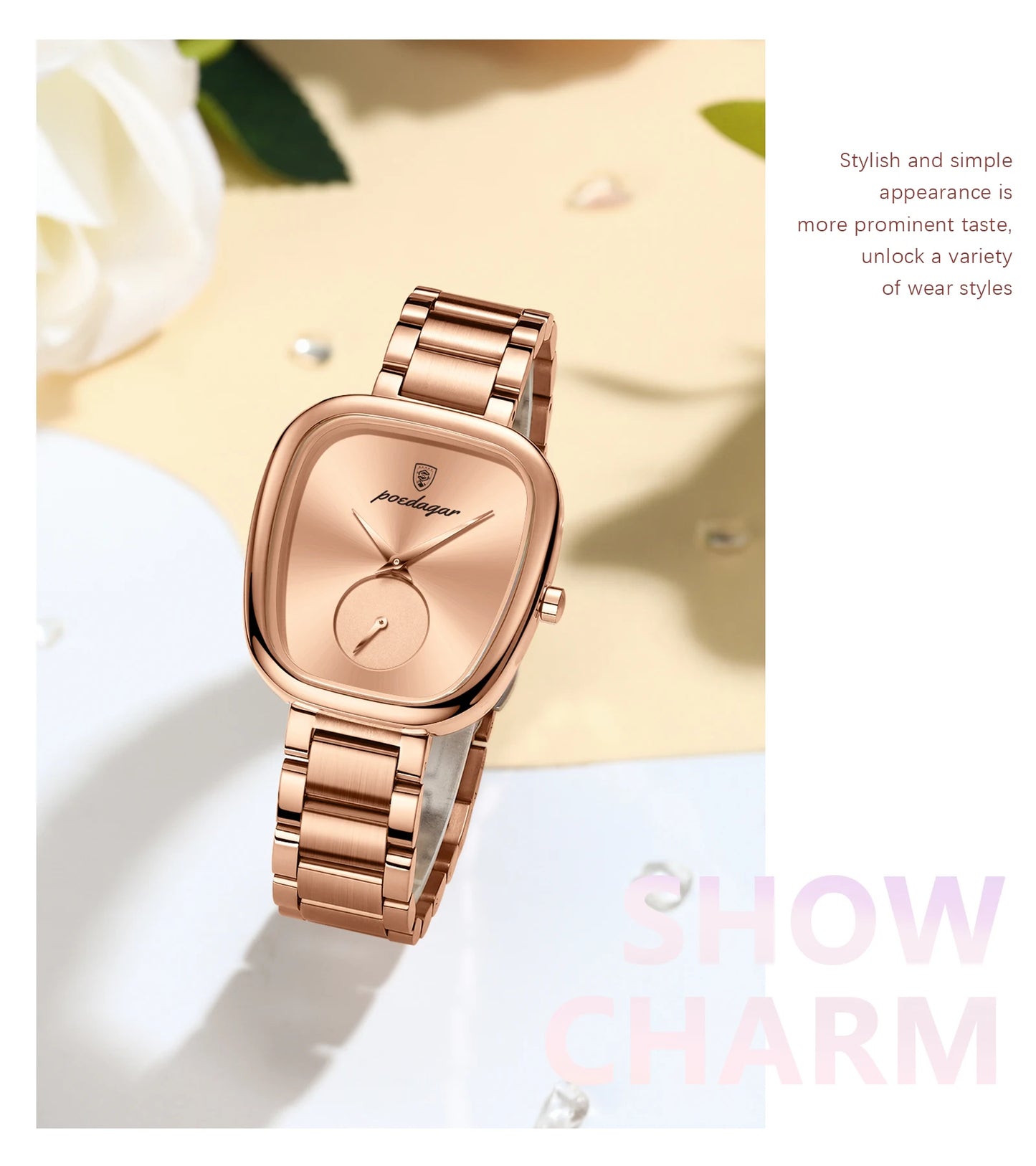 POEDAGAR Elegant Luxury Women's Quartz Watch – Waterproof Stainless Steel Timepiece