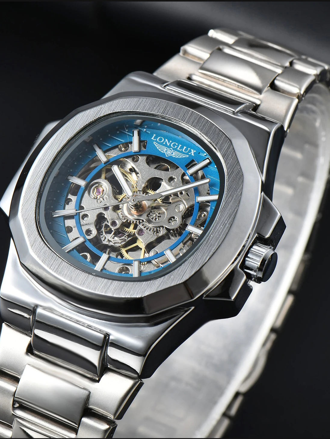 LONGLUX Men's Automatic Skeleton Watch – Luxury Style Meets Mechanical Precision