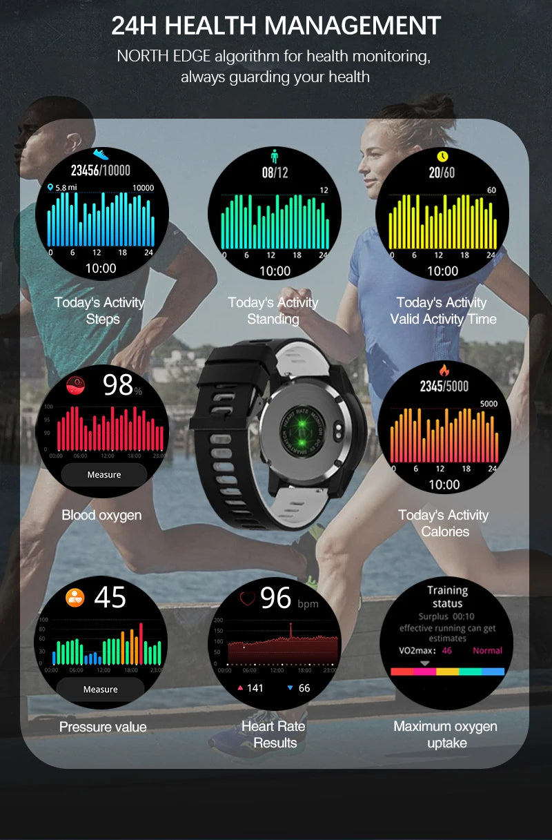 NORTH EDGE 2025 Men's GPS Smartwatch – Rugged Outdoor Performance with AMOLED Display & Advanced Sensors