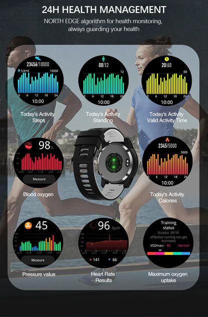 NORTH EDGE 2025 Men's GPS Smartwatch – Rugged Outdoor Performance with AMOLED Display & Advanced Sensors