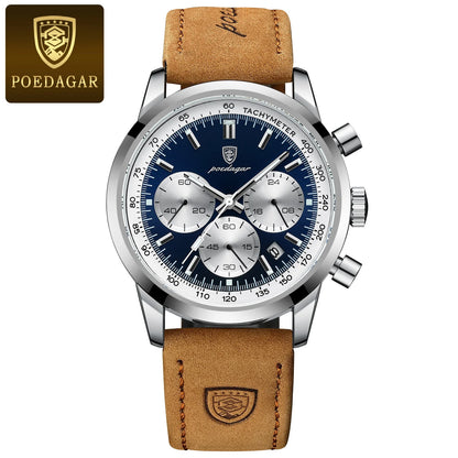 POEDAGAR Men's Luxury Quartz Chronograph Watch – Waterproof, Luminous & Fashionably Rugged