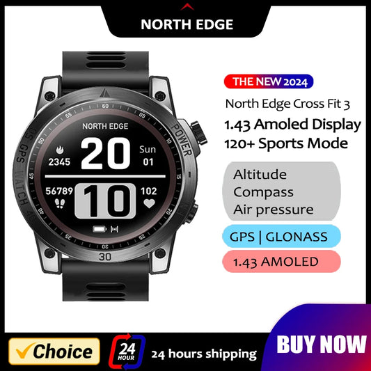 NORTH EDGE 2025 Men's GPS Smartwatch – Rugged Outdoor Performance with AMOLED Display & Advanced Sensors