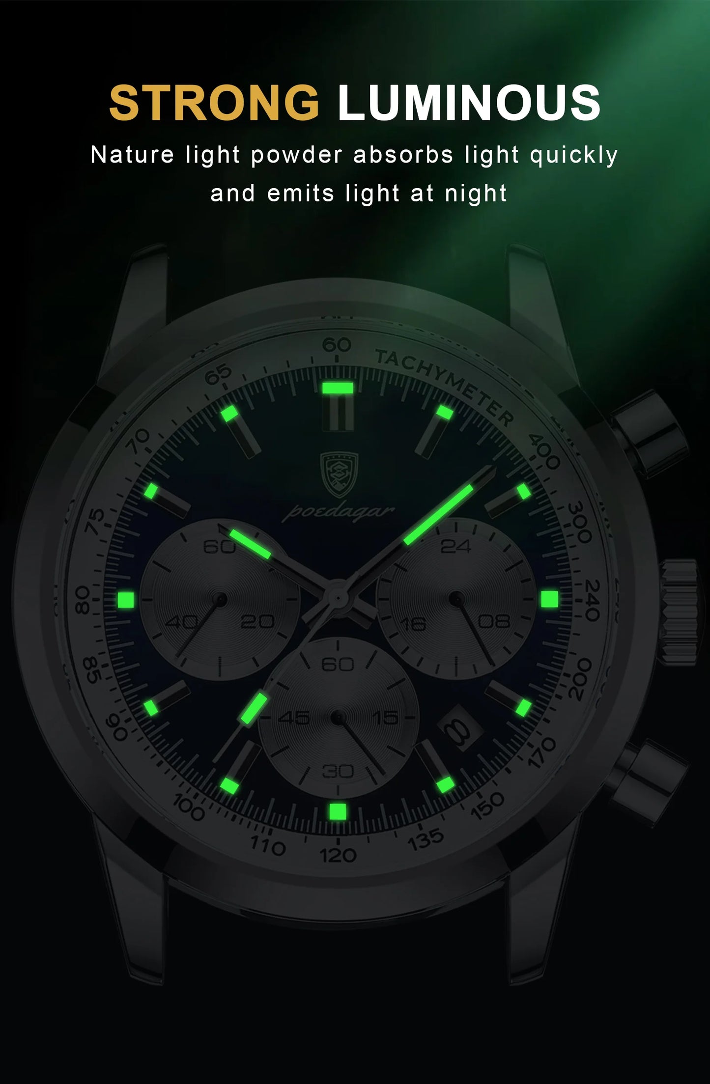 POEDAGAR Men's Luxury Quartz Chronograph Watch – Waterproof, Luminous & Fashionably Rugged