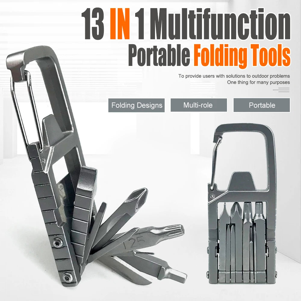 13-in-1 Multifunction Stainless Steel Folding Tool – Mini Outdoor EDC Kit