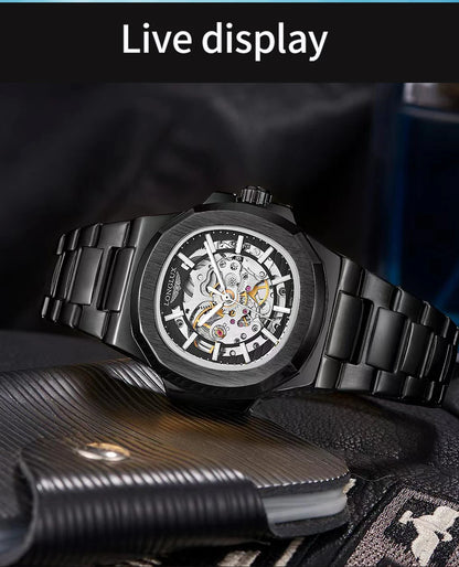 LONGLUX Men's Automatic Skeleton Watch – Luxury Style Meets Mechanical Precision