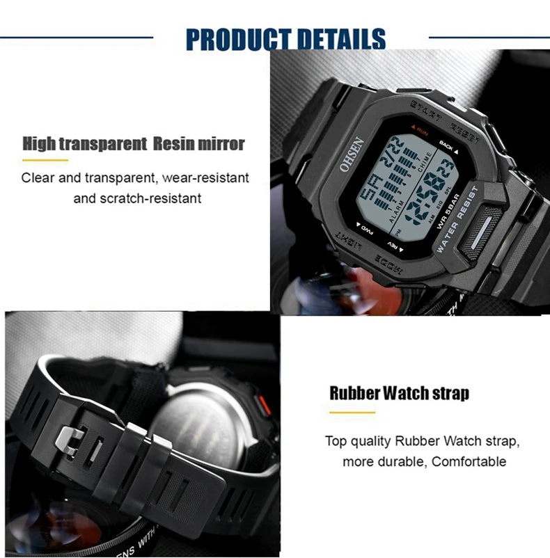 OHSEN Men's Digital Sports Watch – Rugged, Functional, and Built for Performance