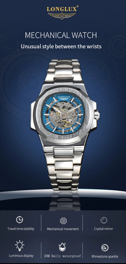 LONGLUX Men's Automatic Skeleton Watch – Luxury Style Meets Mechanical Precision