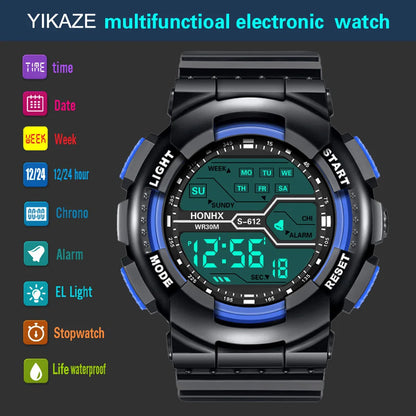Men's Outdoor Sport Multifunction Digital Watch – Large LED Display, Waterproof & Shock Resistant