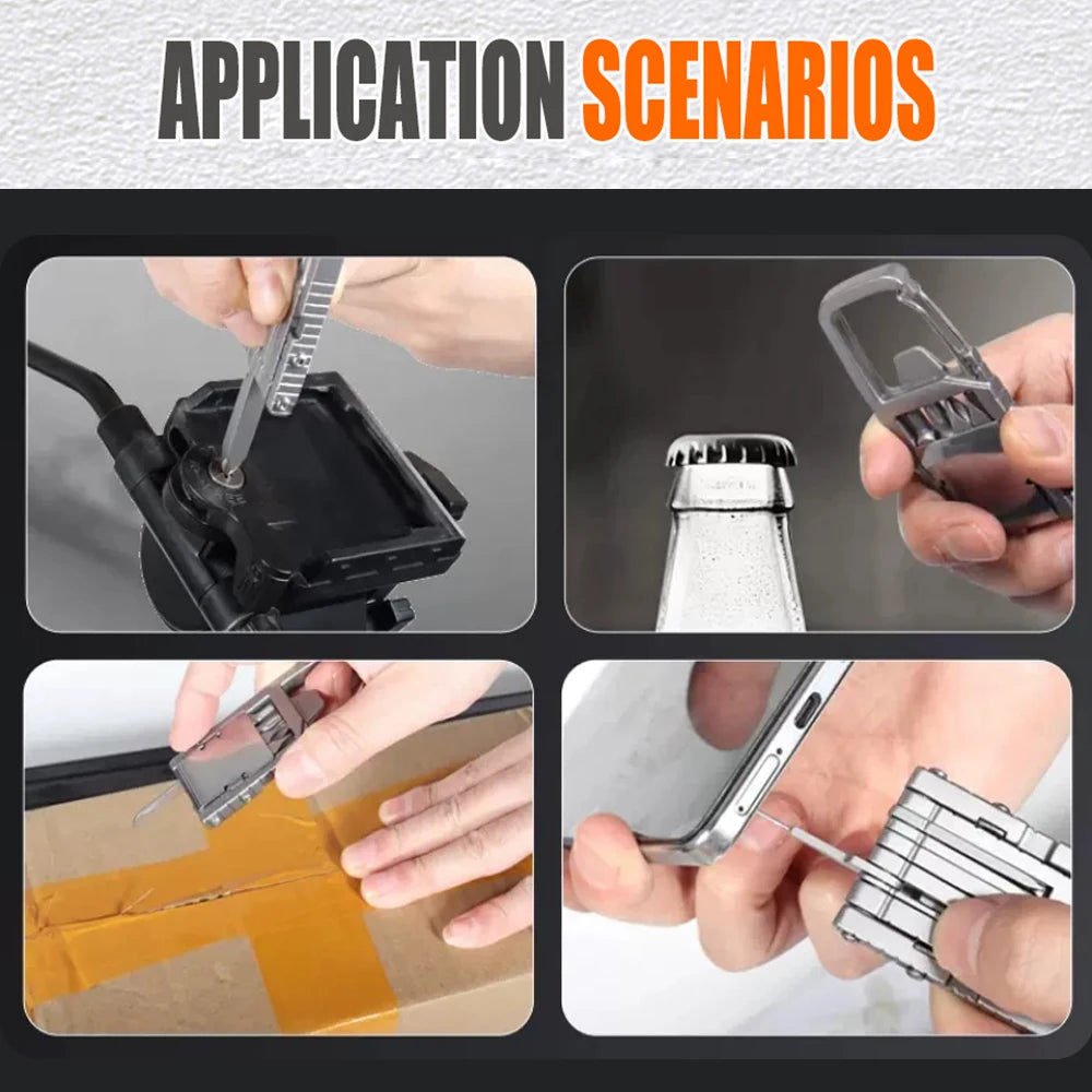 13-in-1 Multifunction Stainless Steel Folding Tool – Mini Outdoor EDC Kit