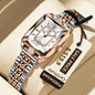 POEDAGAR Elegant Rectangle Women’s Quartz Watch – Waterproof Stainless Steel with Calendar Display