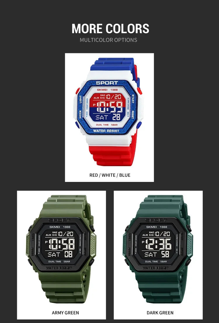 Men's Digital Sport Watch – Rugged LED Military Style