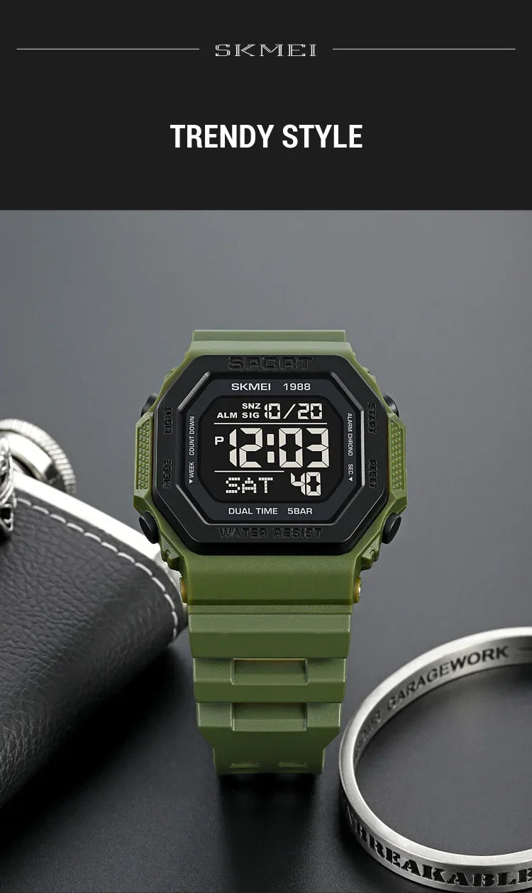 Men's Digital Sport Watch – Rugged LED Military Style