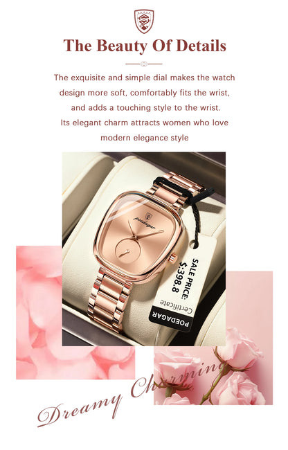 POEDAGAR Elegant Luxury Women's Quartz Watch – Waterproof Stainless Steel Timepiece